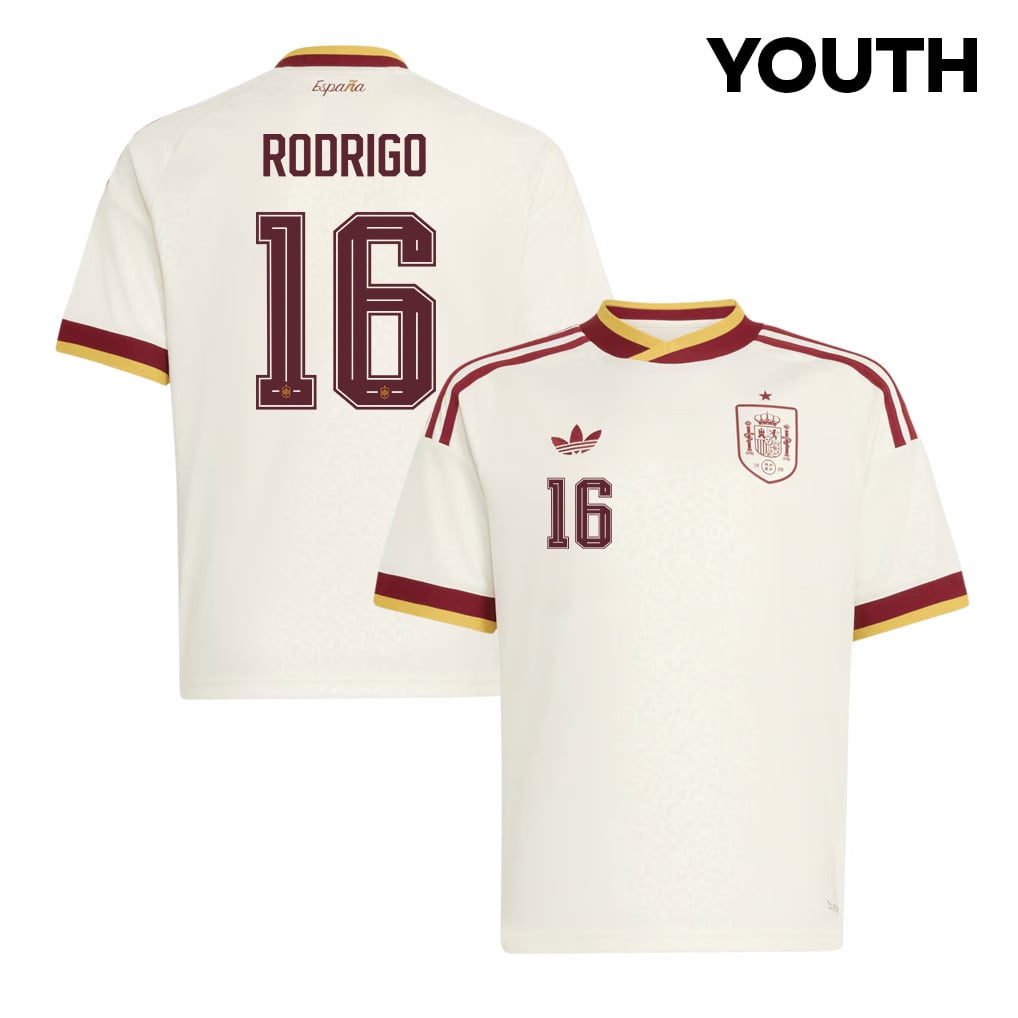 Rodri 16 Spain National Team 2026 Youth Away Jersey - White