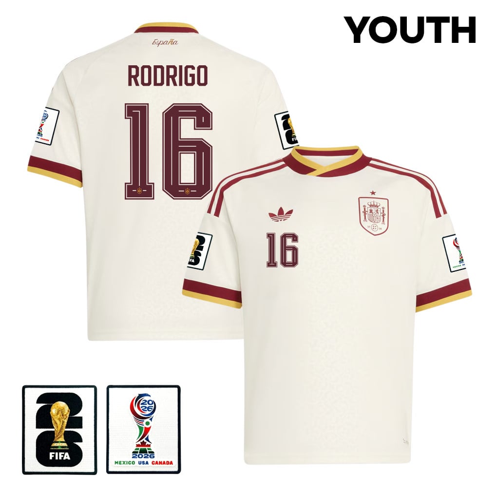 Rodri 16 Spain National Team 2026 Youth Away Jersey - White