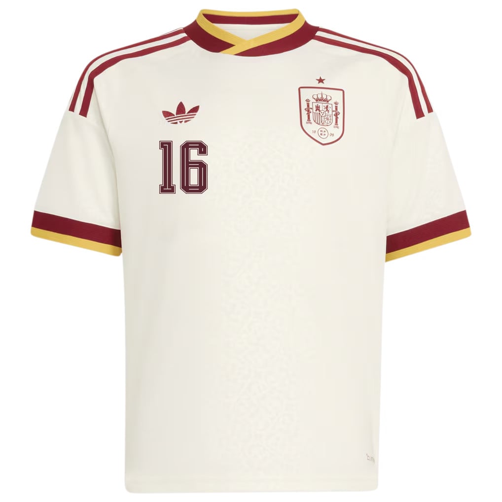 Rodri 16 Spain National Team 2026 Youth Away Jersey - White