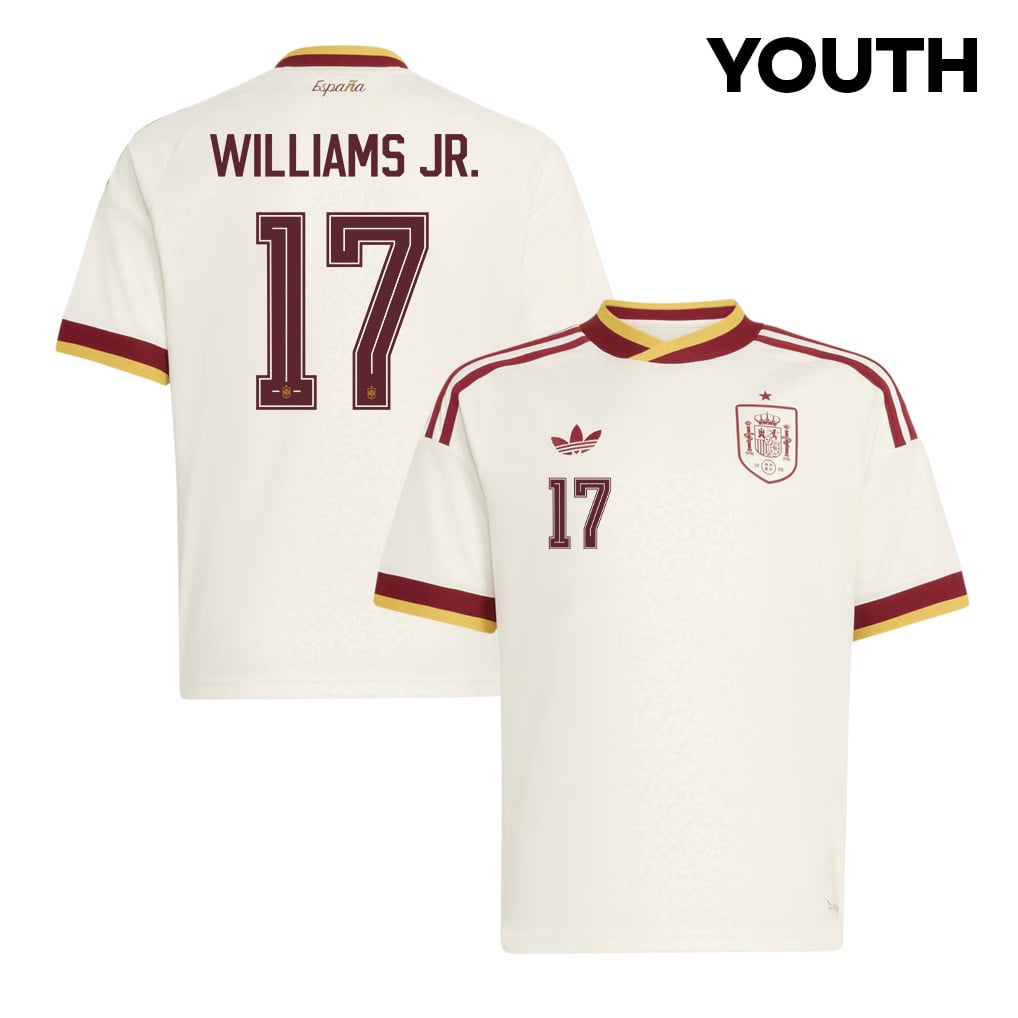 Nico Williams 17 Spain National Team 2026 Youth Away Jersey - White