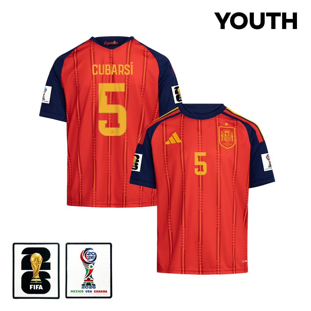 Pau Cubarsí 5 Youth Spain National Team 2026 Home Jersey - Red