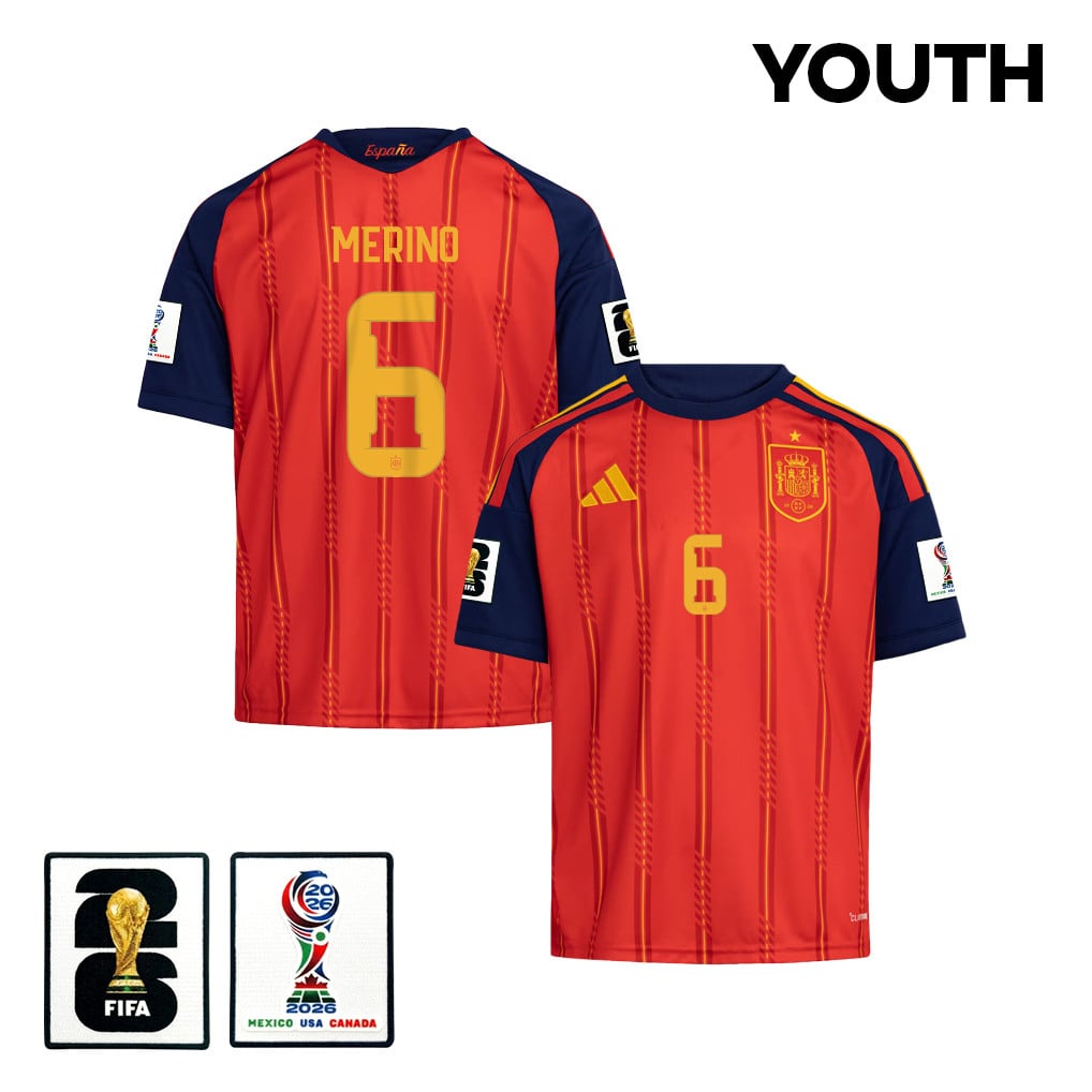Mikel Merino 6 Youth Spain National Team 2026 Home Jersey - Red