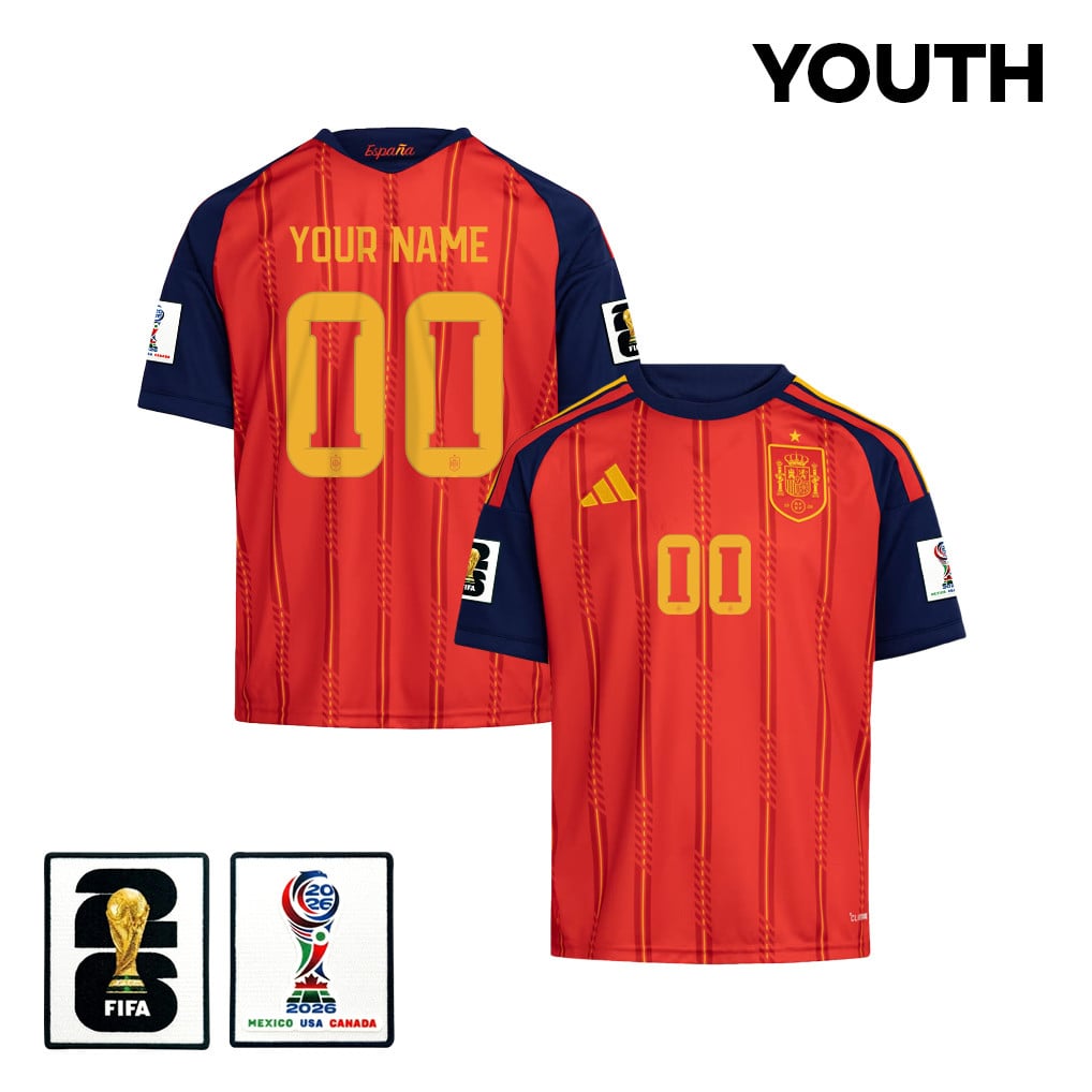 Spain National Team 2026 Youth Personalized Home Jersey - Red