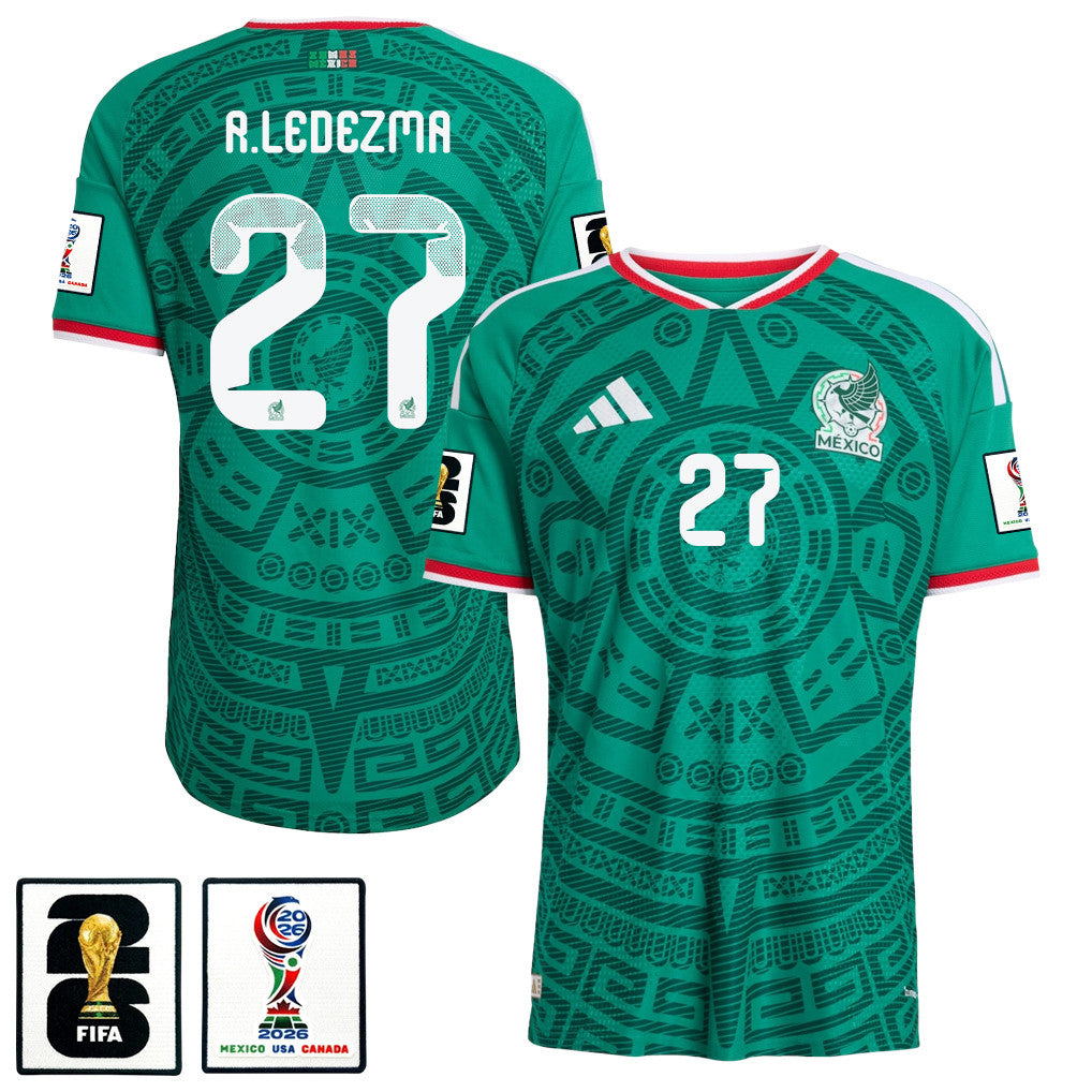 Richard Ledezma 27 Mexico National Team 2026 x World Cup Patch Home Jersey - Green, Men