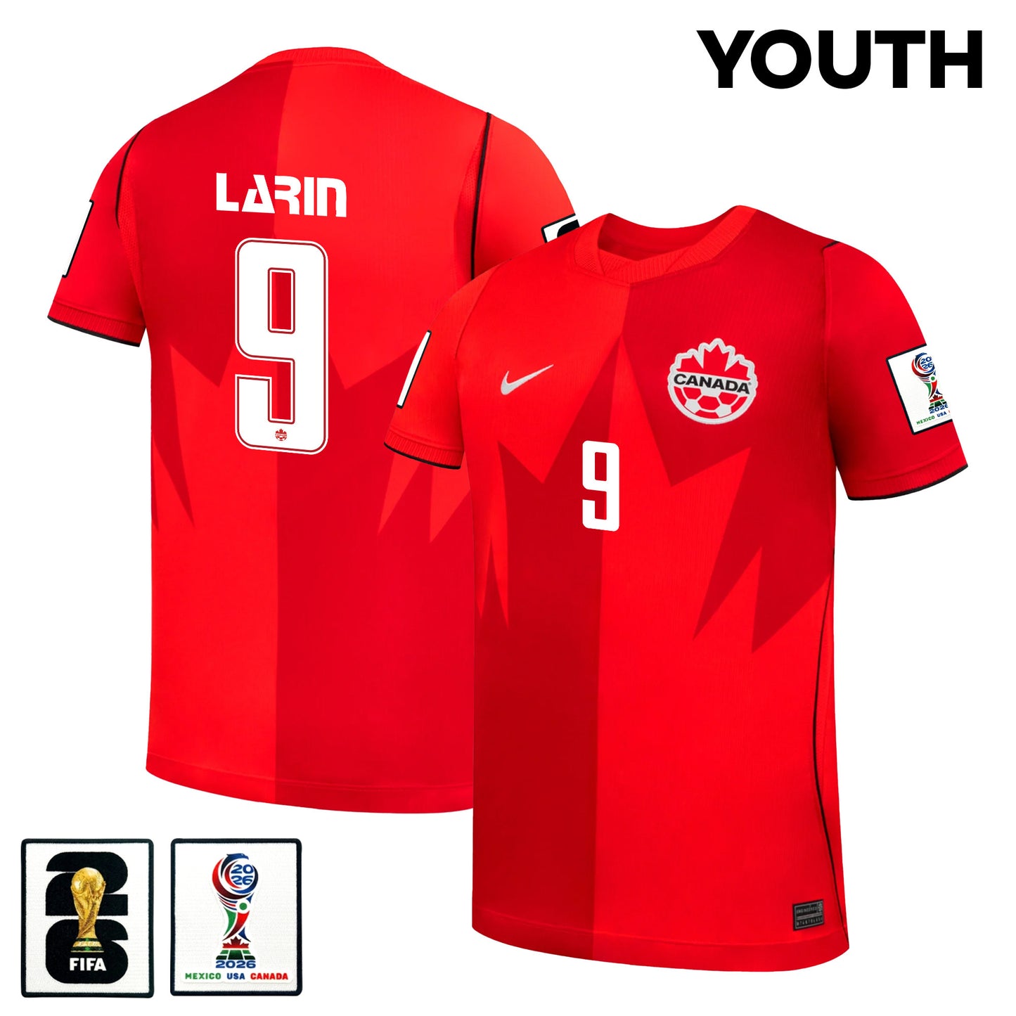 Cyle Larin 9 Youth Canada National Team 2026 Home Jersey - Red