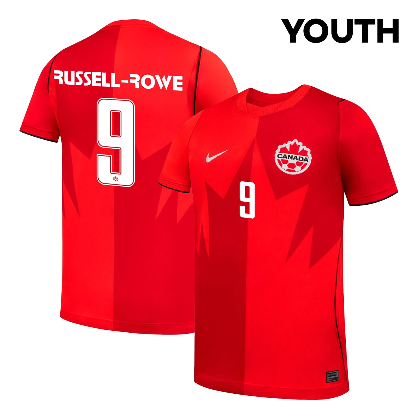 Jacen Russell-Rowe 9 Youth Canada National Team 2026 Home Jersey - Red