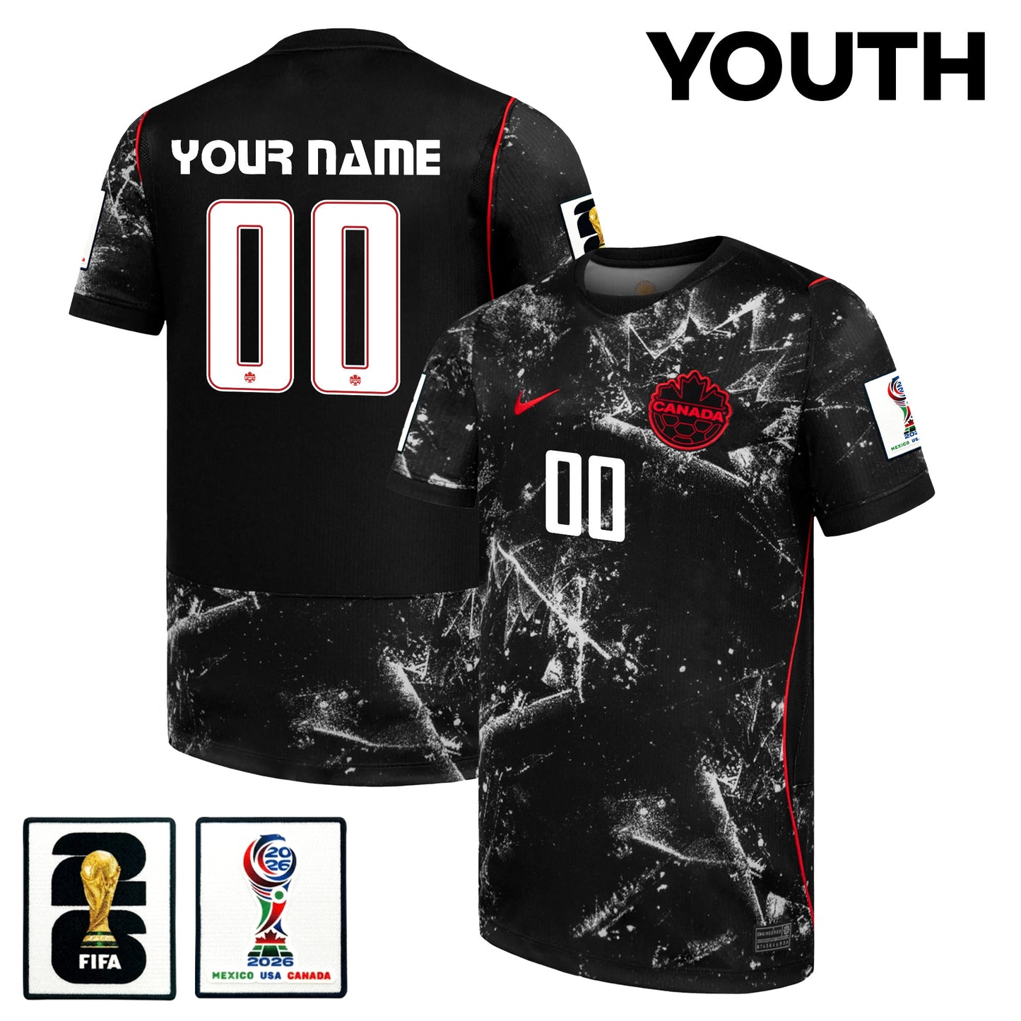 Canada National Team 2026 Youth Personalized Away Jersey - Black