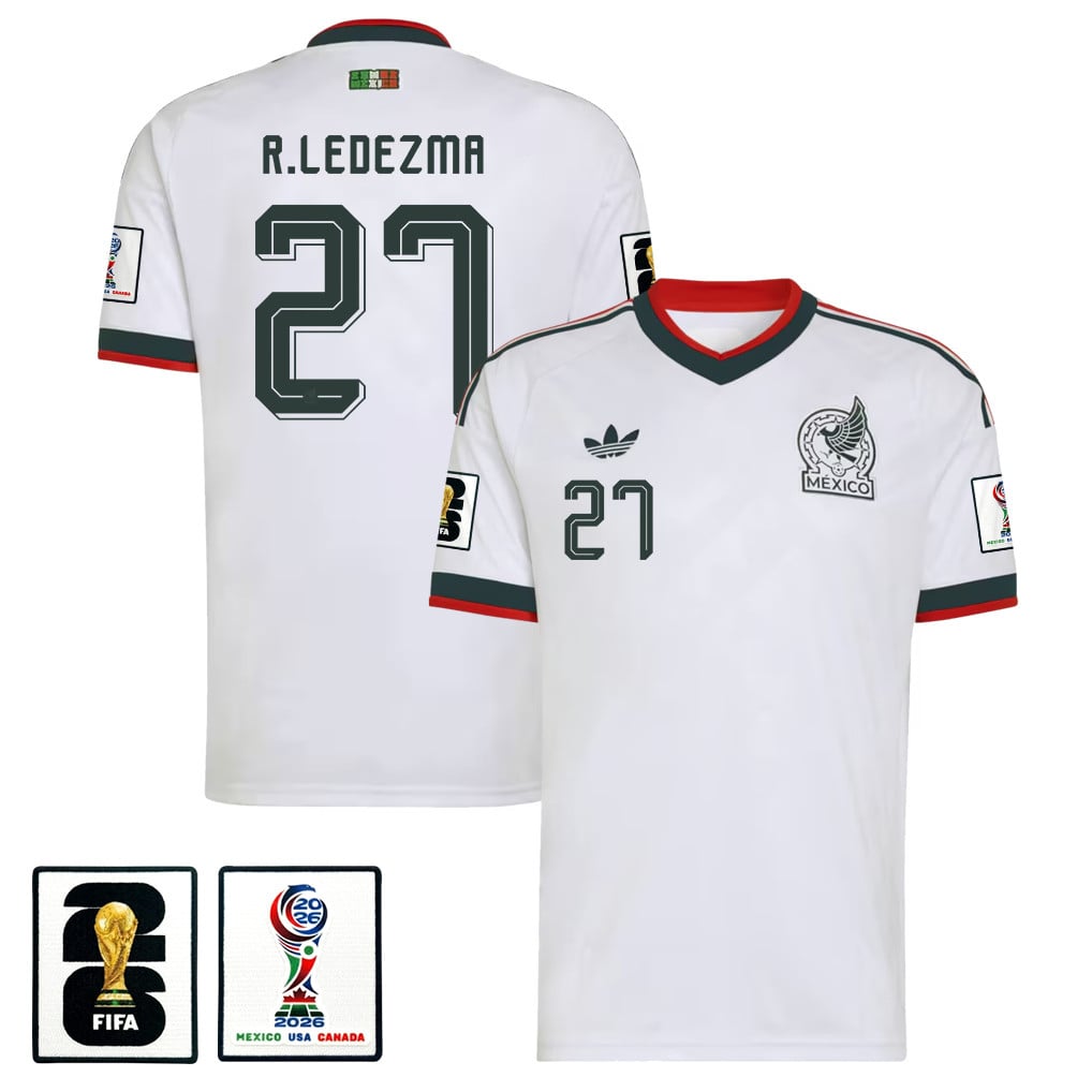 Richard Ledezma 27 Mexico National Team 2026 x World Cup Patch Away Jersey - White, Men