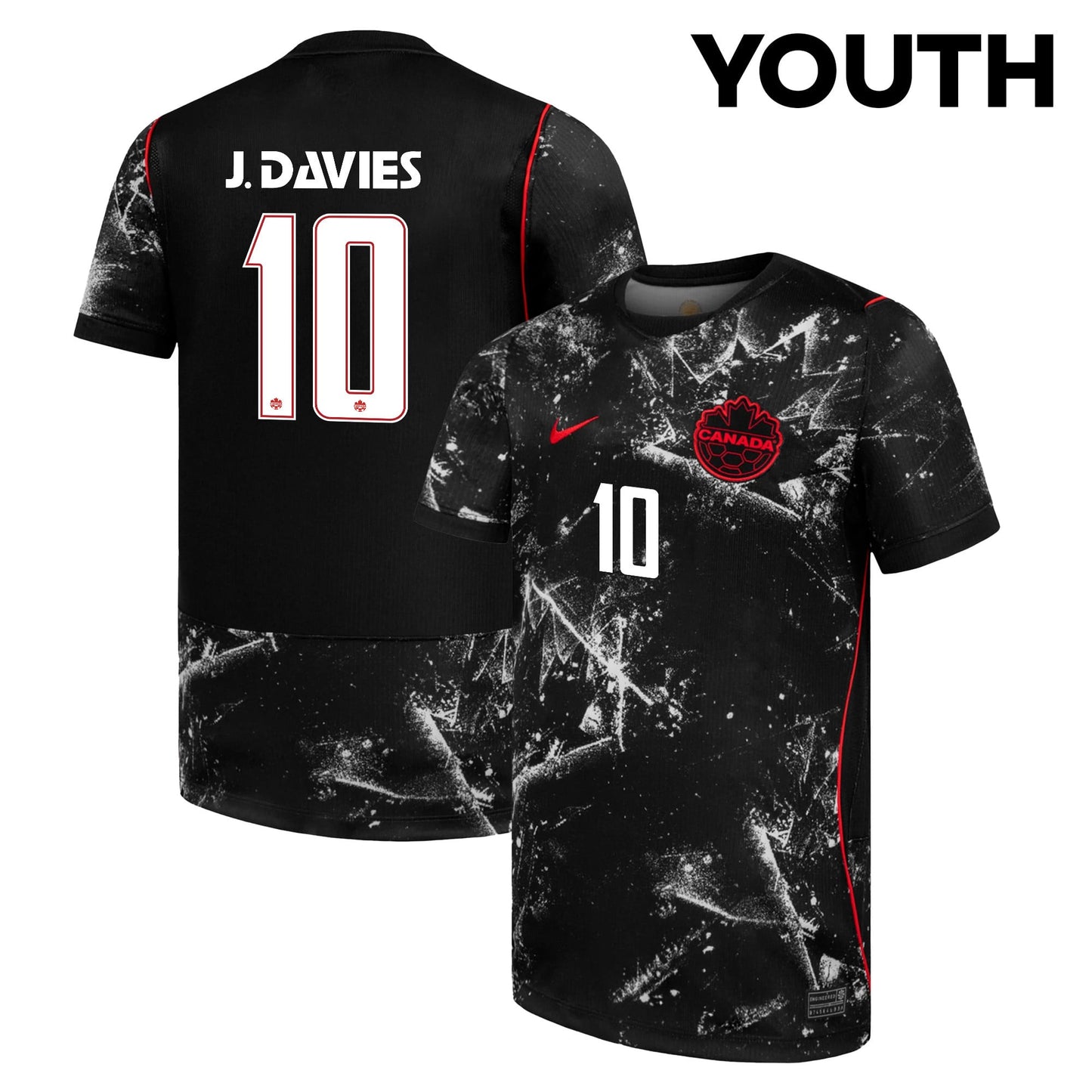 Jonathan David 10 Youth Canada National Team 2026 Away Jersey - Black