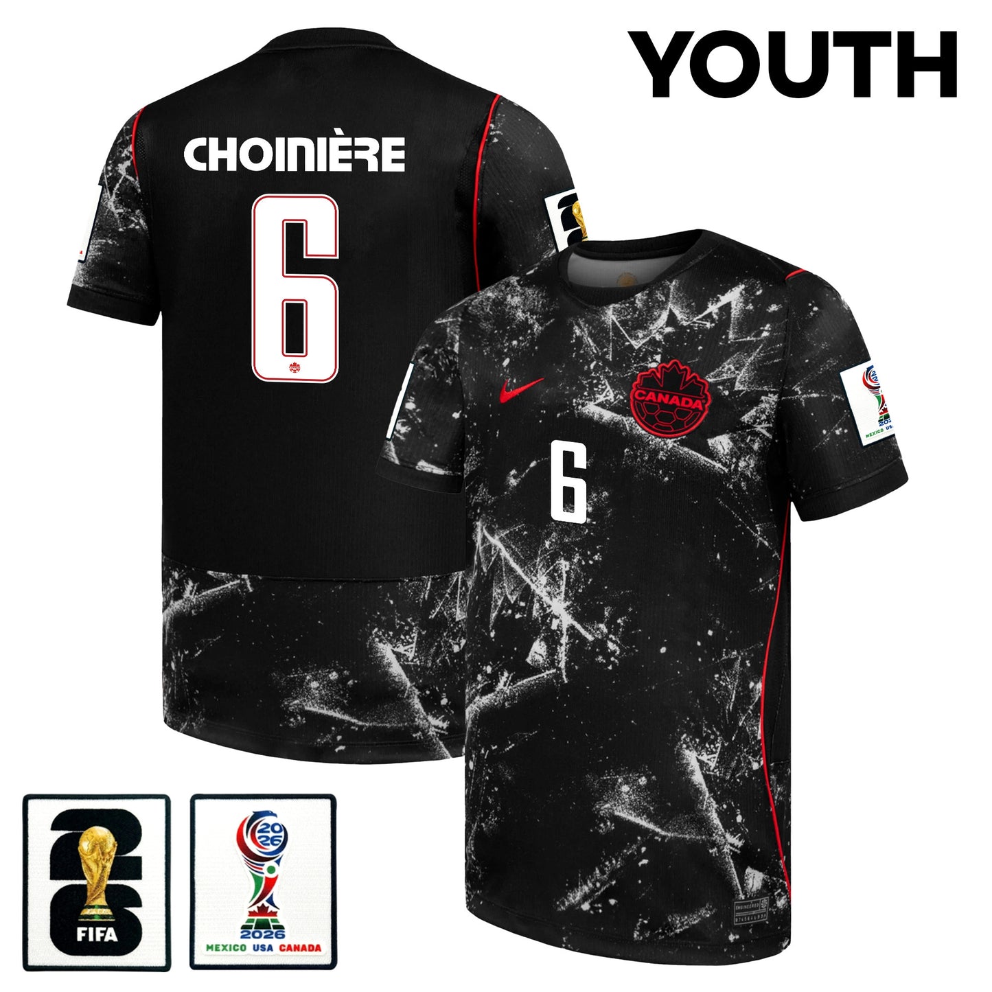 Mathieu Choinière 6 Youth Canada National Team 2026 Away Jersey - Black