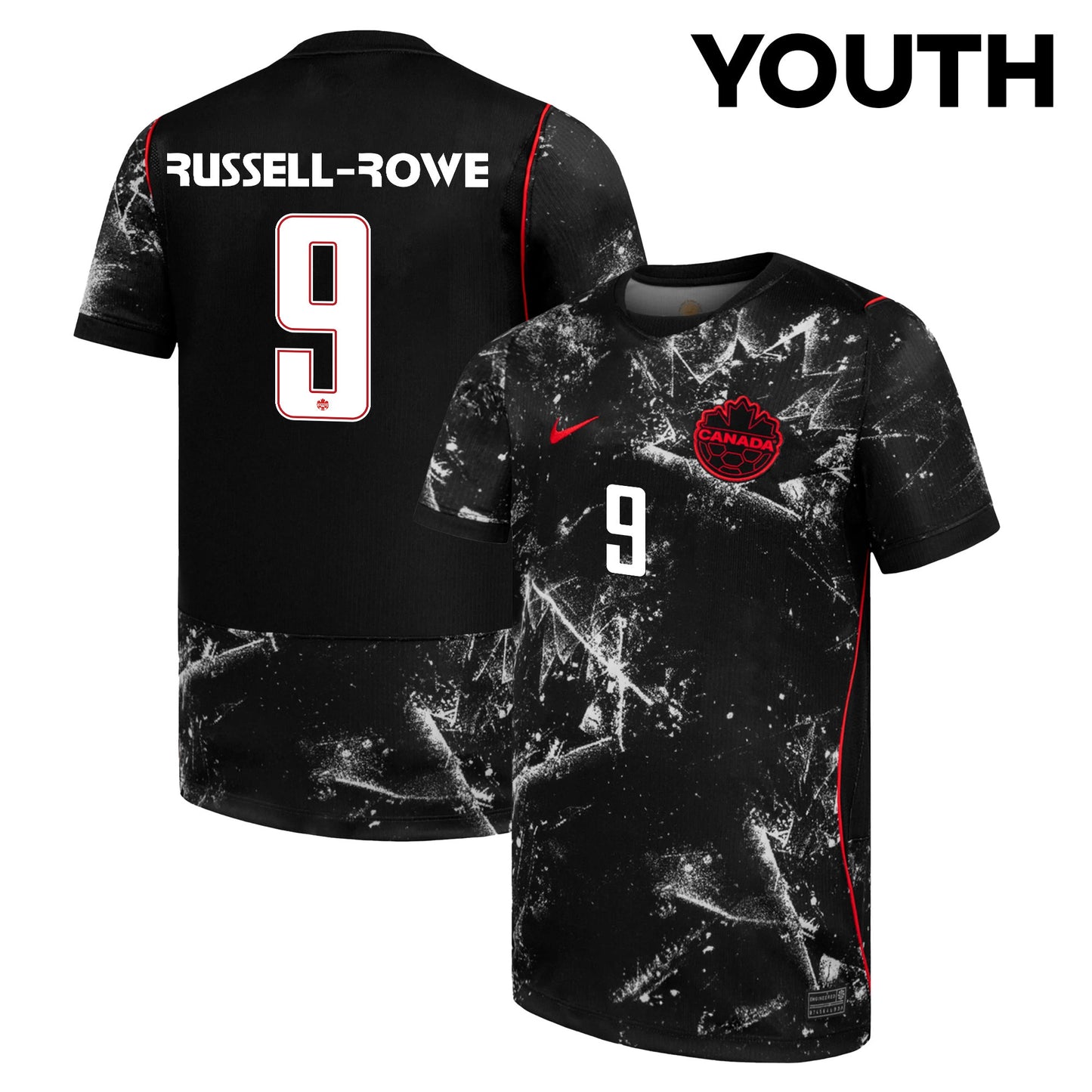 Jacen Russell-Rowe 9 Youth Canada National Team 2026 Away Jersey - Black