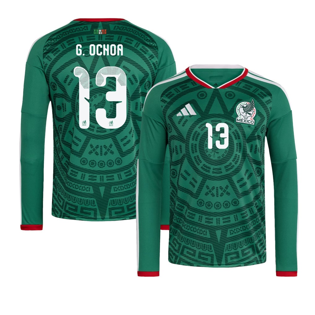 Guillermo Ochoa 13 Mexico National Team 2026 Home Long Sleeve Jersey - Green