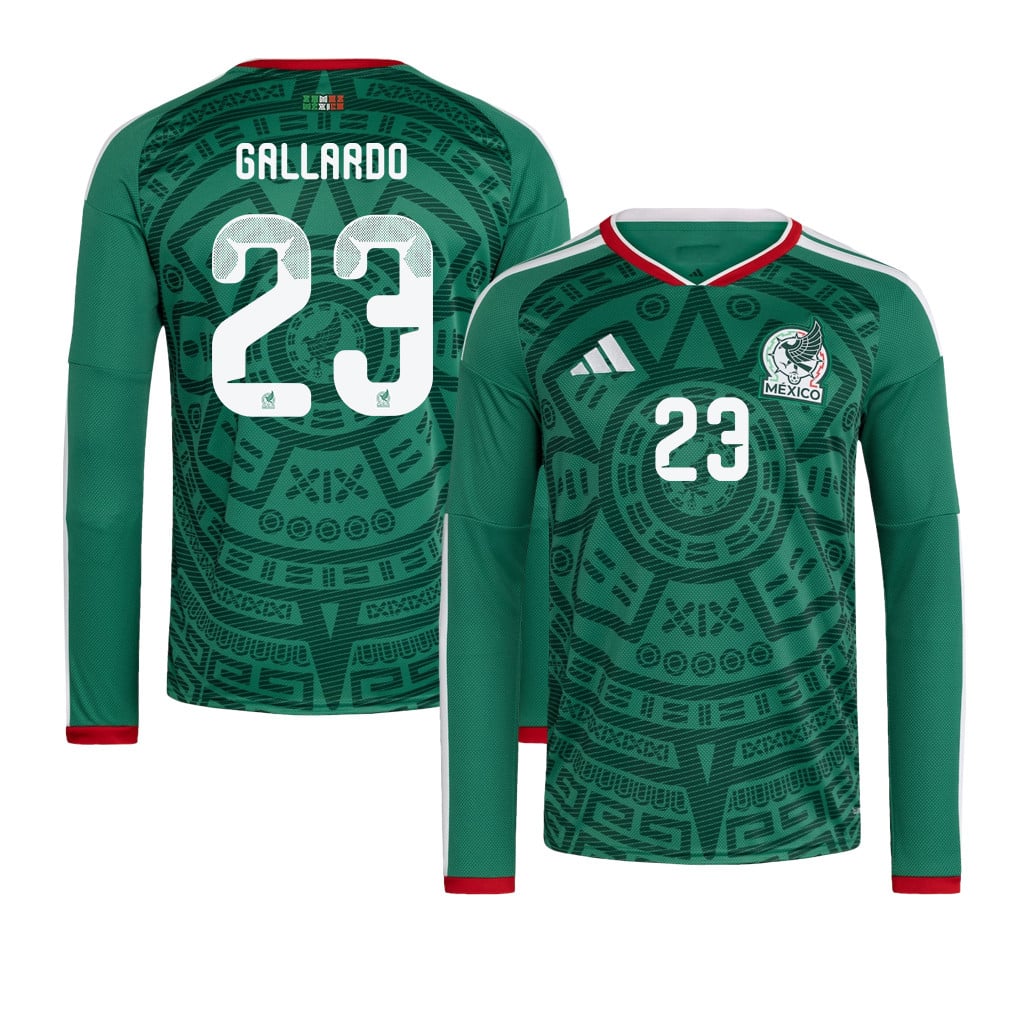 Jesús Gallardo 23 Mexico National Team 2026 Home Long Sleeve Jersey - Green