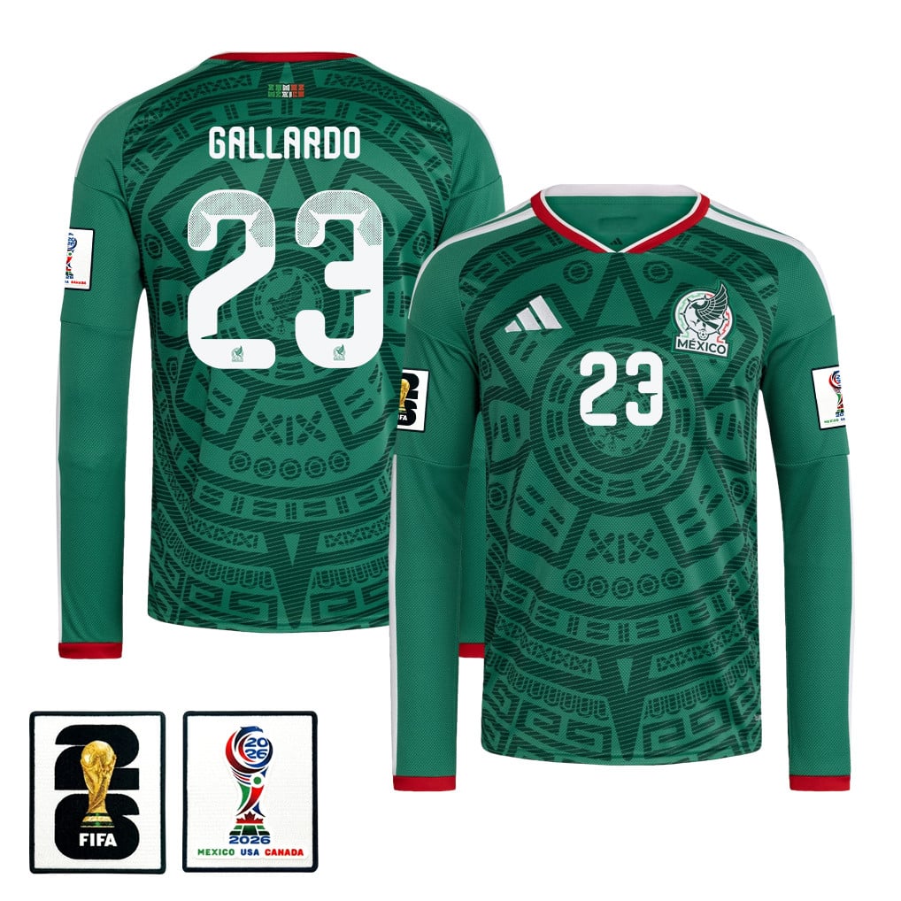 Jesús Gallardo 23 Mexico National Team 2026 Home Long Sleeve Jersey - Green