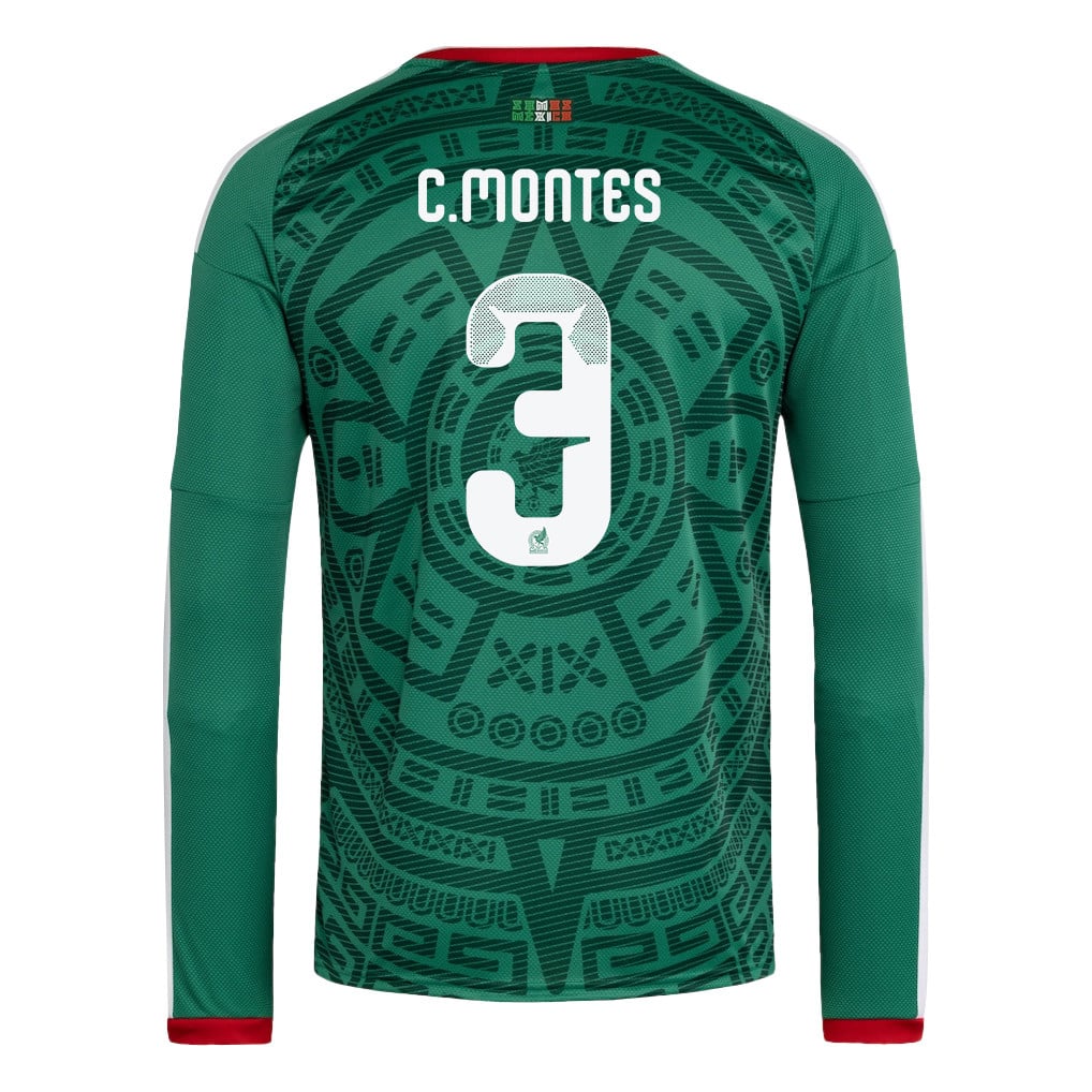 César Montes 3 Mexico National Team 2026 Home Long Sleeve Jersey - Green
