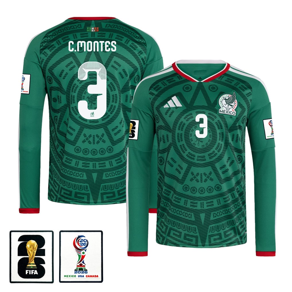 César Montes 3 Mexico National Team 2026 Home Long Sleeve Jersey - Green