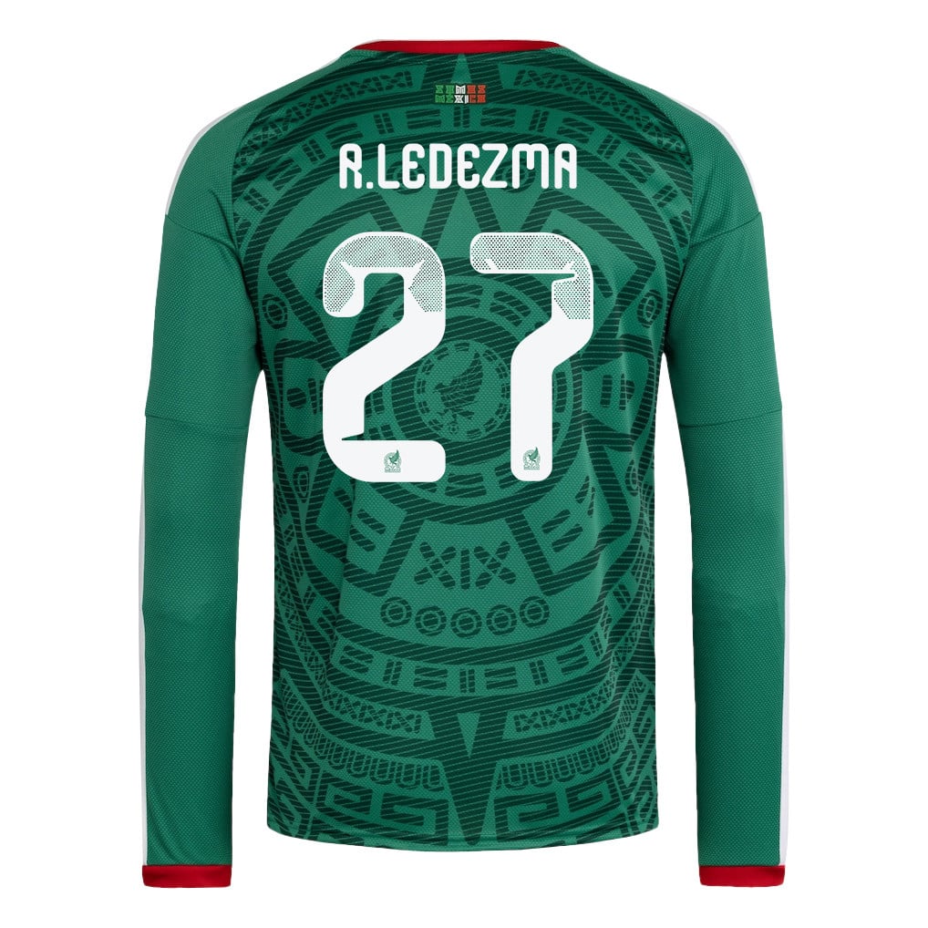 Richard Ledezma 27 Mexico National Team 2026 Home Long Sleeve Jersey - Green