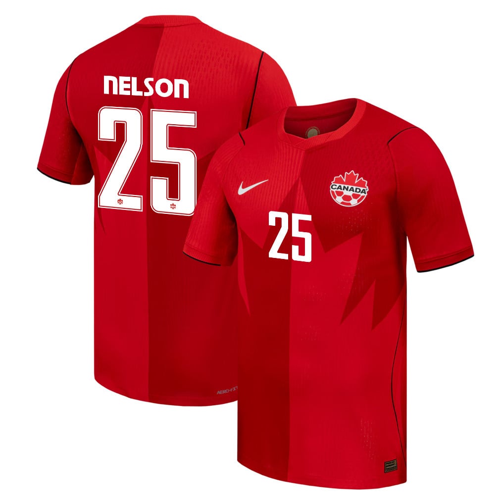 Jayden Nelson 25 Canada National Team 2026 Home Jersey - Red, Men