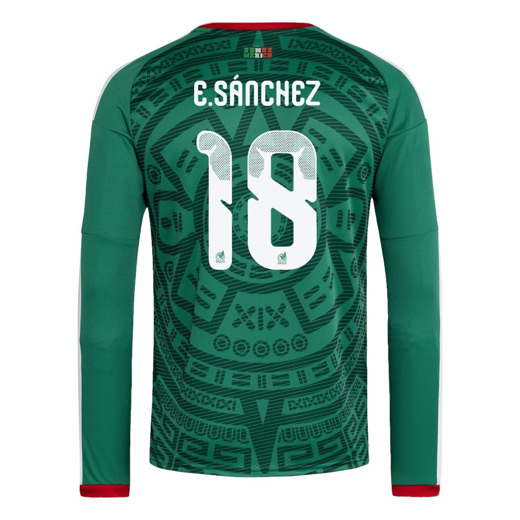 Érick Sánchez 18 Mexico National Team 2026 Home Long Sleeve Jersey - Green