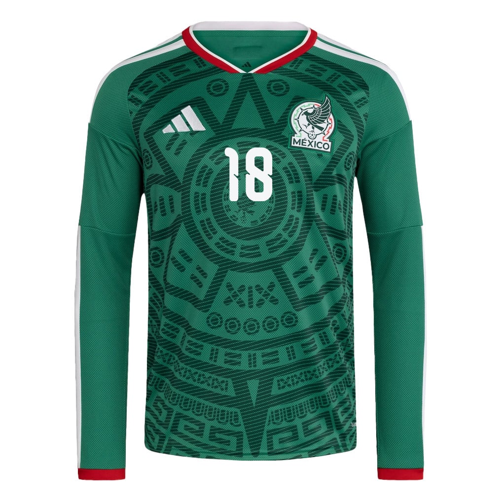 Érick Sánchez 18 Mexico National Team 2026 Home Long Sleeve Jersey - Green