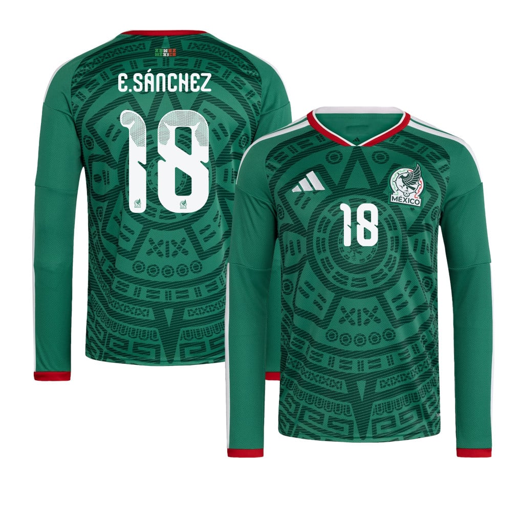 Érick Sánchez 18 Mexico National Team 2026 Home Long Sleeve Jersey - Green