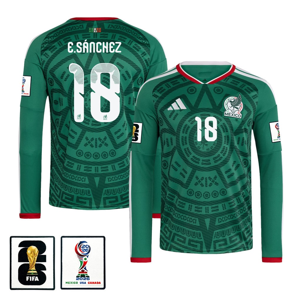 Érick Sánchez 18 Mexico National Team 2026 Home Long Sleeve Jersey - Green