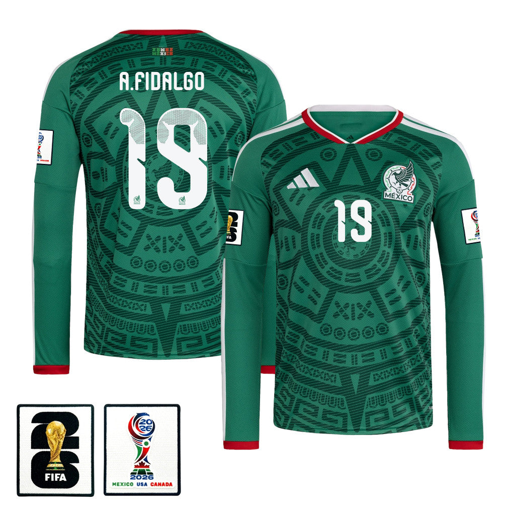 Álvaro Fidalgo 19 Mexico National Team 2026 Home Long Sleeve Jersey - Green