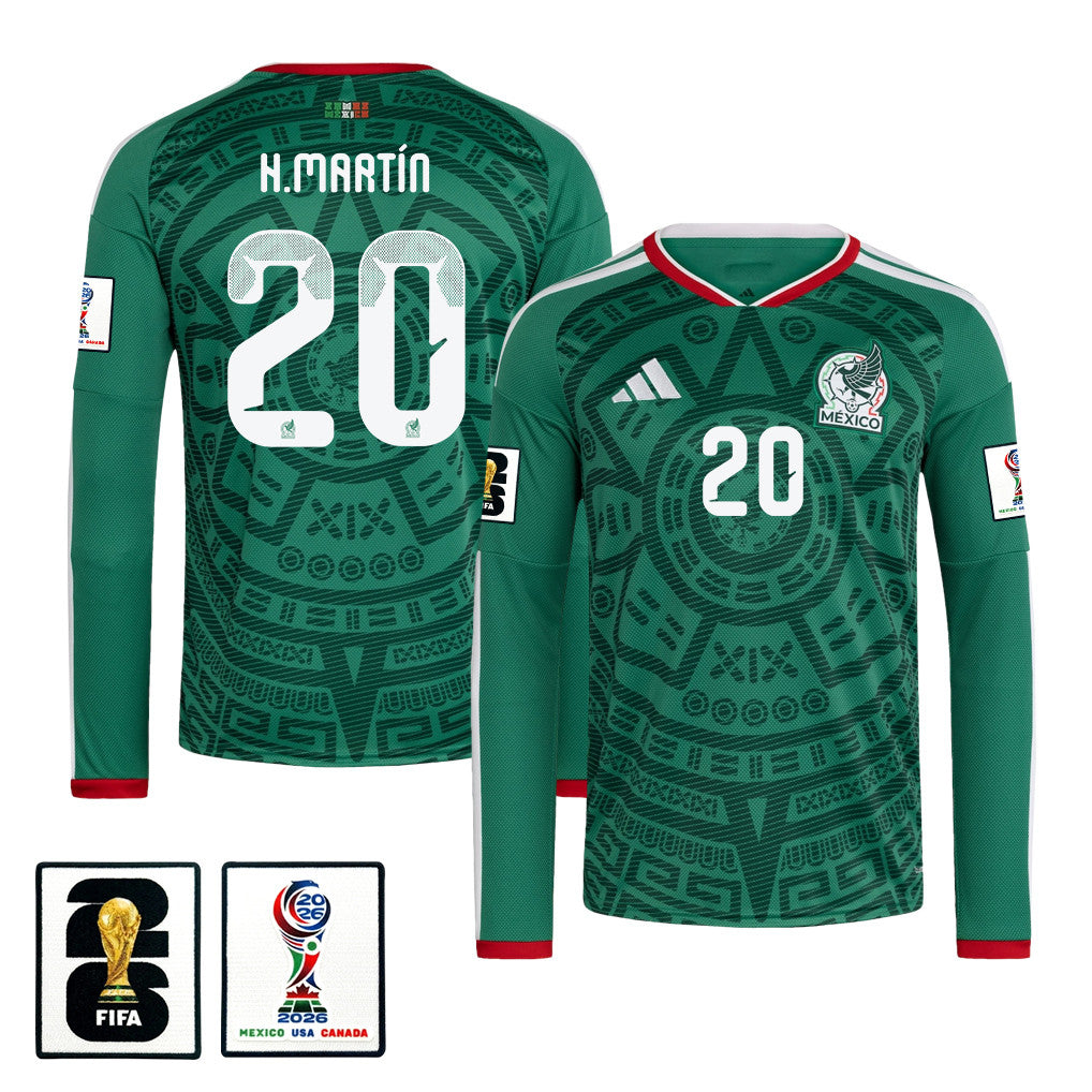 Henry Martín 20 Mexico National Team 2026 Home Long Sleeve Jersey - Green
