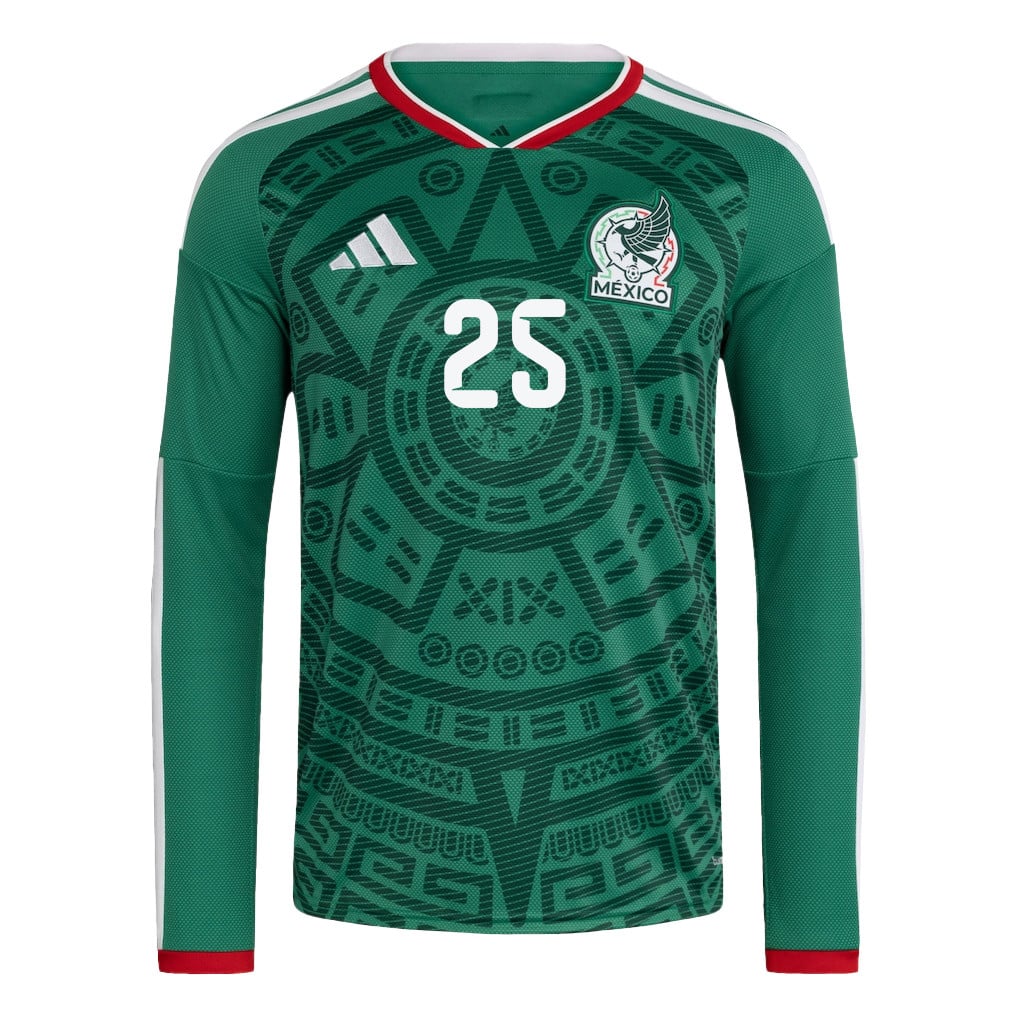Roberto Alvarado 25 Mexico National Team 2026 Home Long Sleeve Jersey - Green