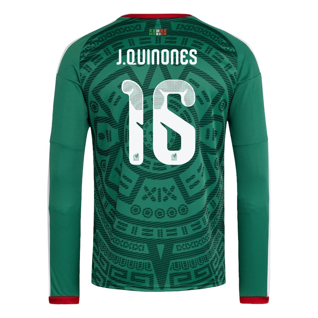 Julián Quiñones 16 Mexico National Team 2026 Home Long Sleeve Jersey - Green