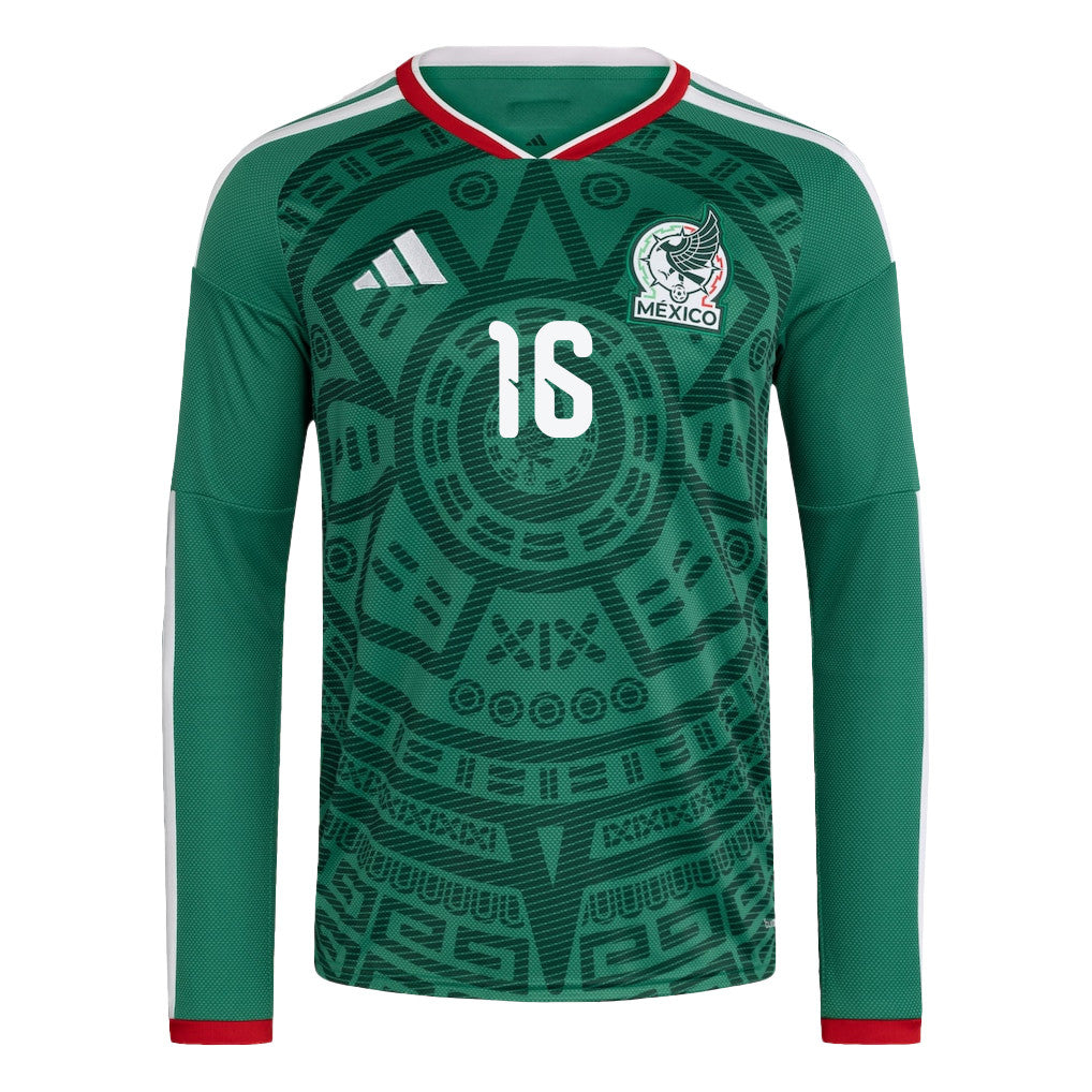 Julián Quiñones 16 Mexico National Team 2026 Home Long Sleeve Jersey - Green