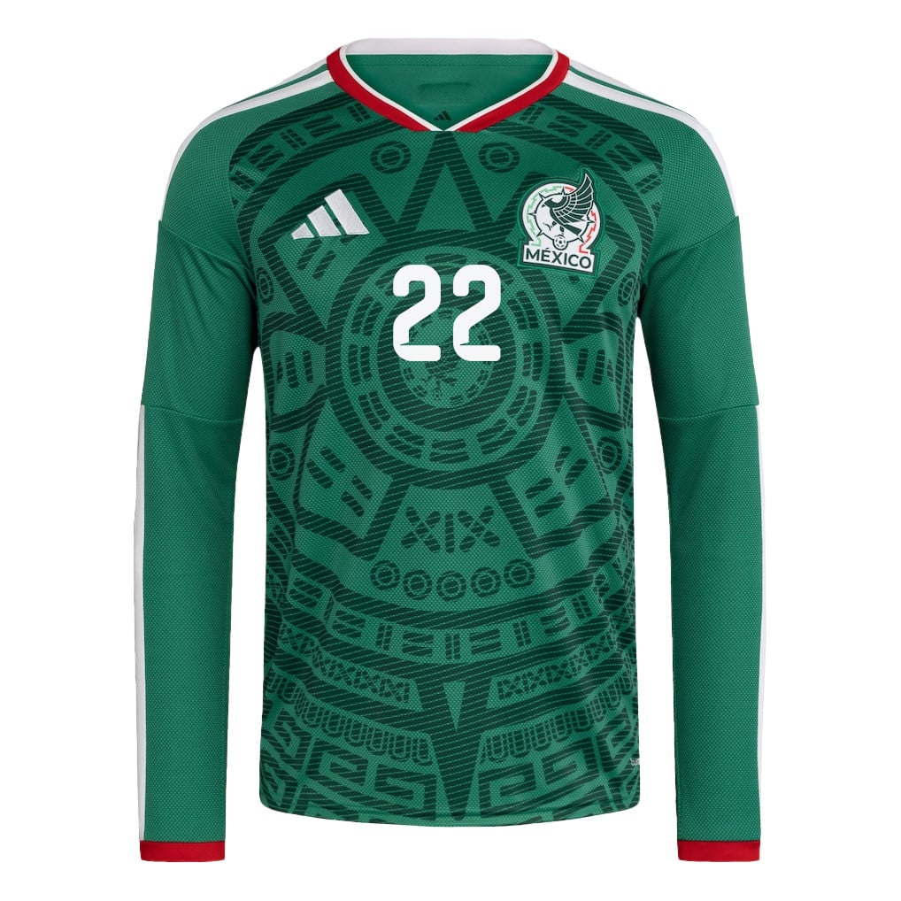 Hirving Lozano 22 Mexico National Team 2026 Home Long Sleeve Jersey - Green