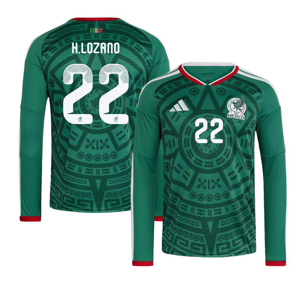 Hirving Lozano 22 Mexico National Team 2026 Home Long Sleeve Jersey - Green