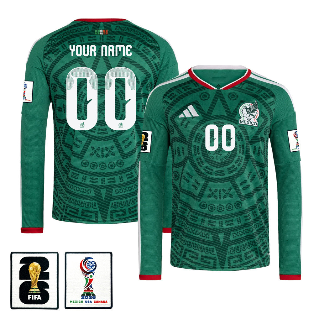 Mexico National Team 2026 Home Long Sleeve Jersey - Personalized - Green