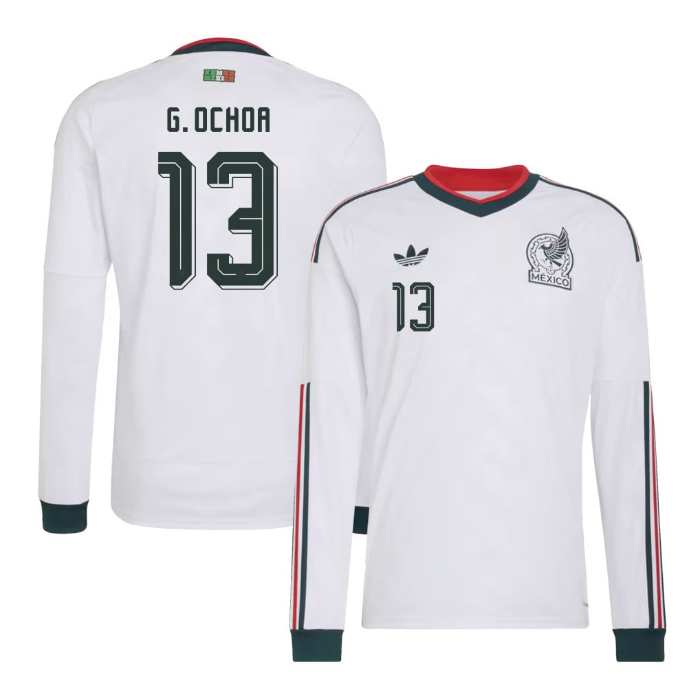 Guillermo Ochoa 13 Mexico National Team 2026 Away Long Sleeve Jersey - White