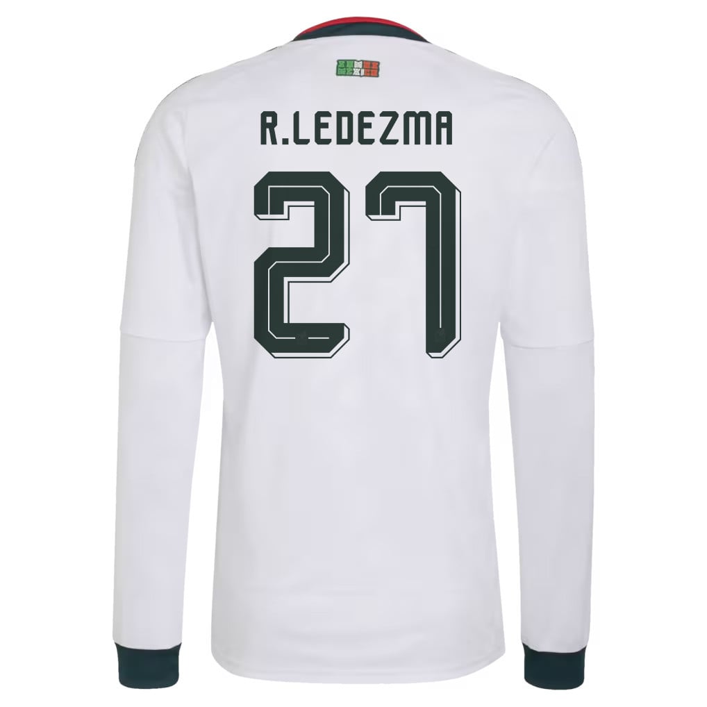 Richard Ledezma 27 Mexico National Team 2026 Away Long Sleeve Jersey - White
