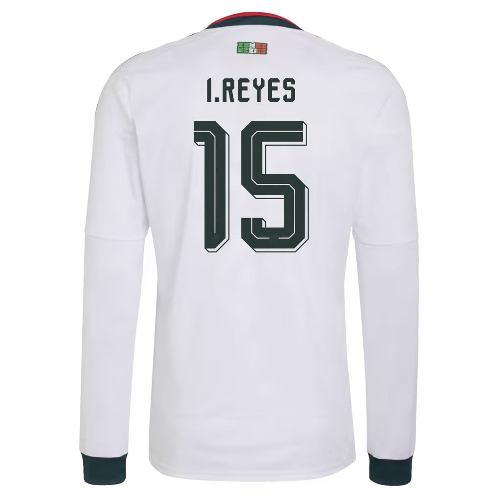 Israel Reyes 15 Mexico National Team 2026 Away Long Sleeve Jersey - White