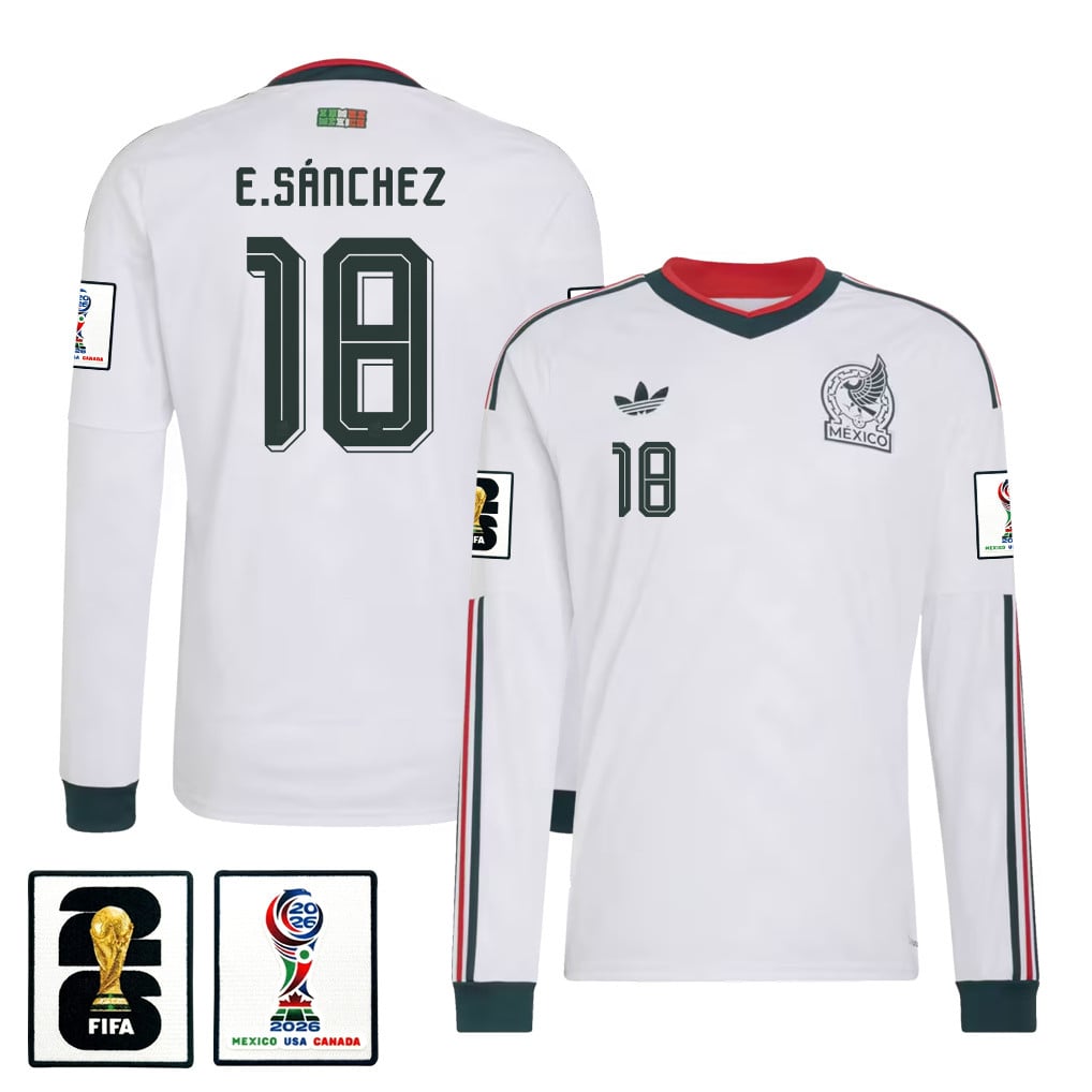 Érick Sánchez 18 Mexico National Team 2026 Away Long Sleeve Jersey - White