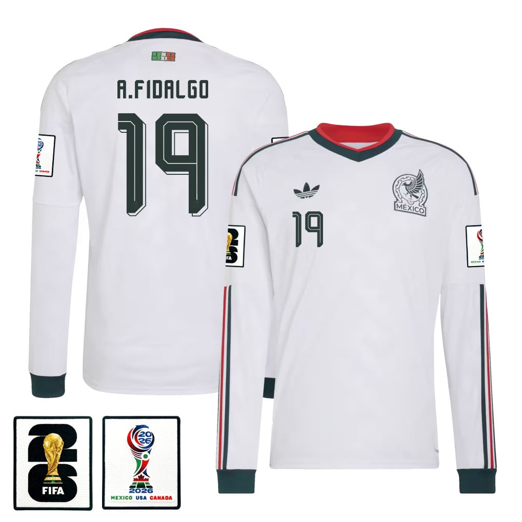 Álvaro Fidalgo 19 Mexico National Team 2026 Away Long Sleeve Jersey - White