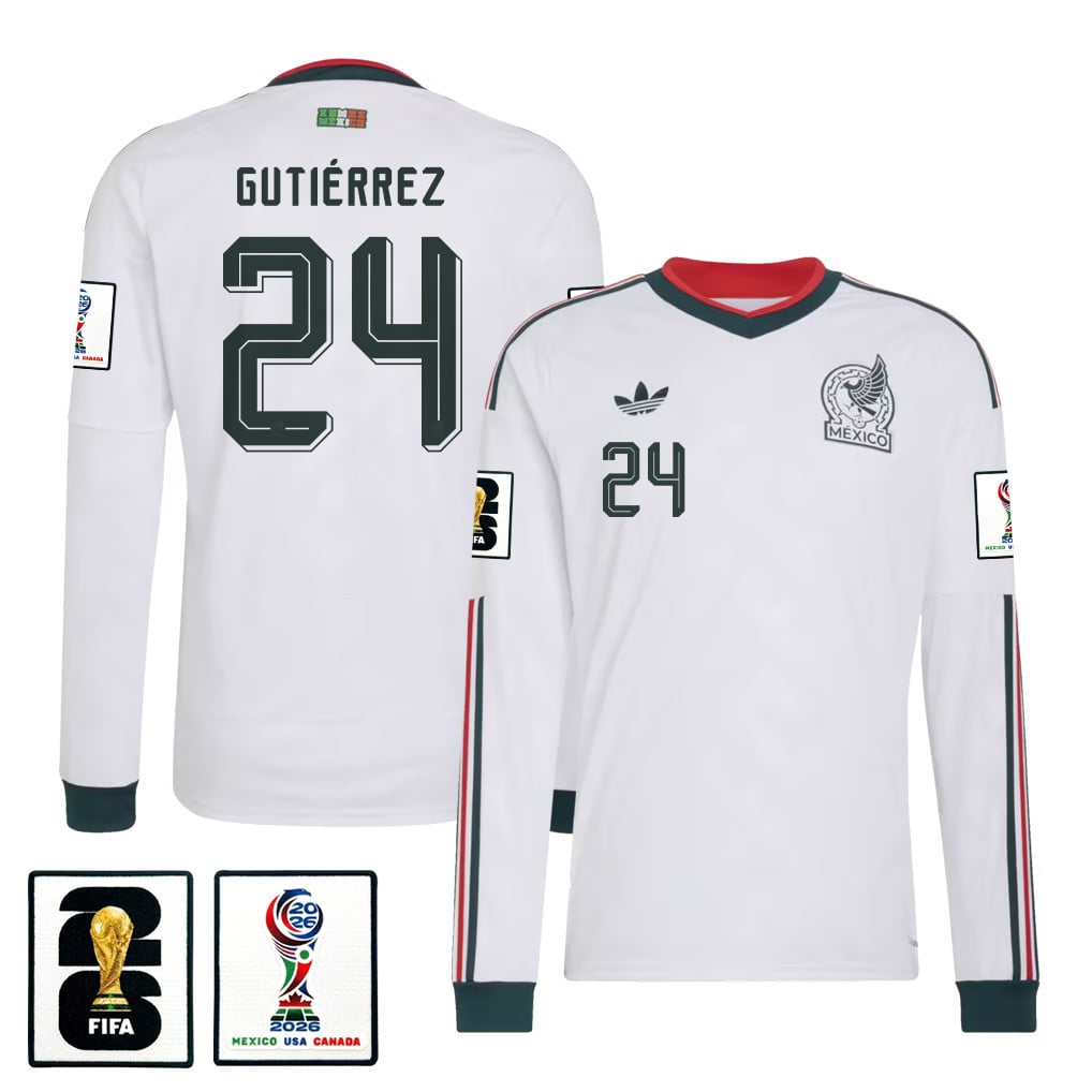 Brian Gutiérrez 24 Mexico National Team 2026 Away Long Sleeve Jersey - White