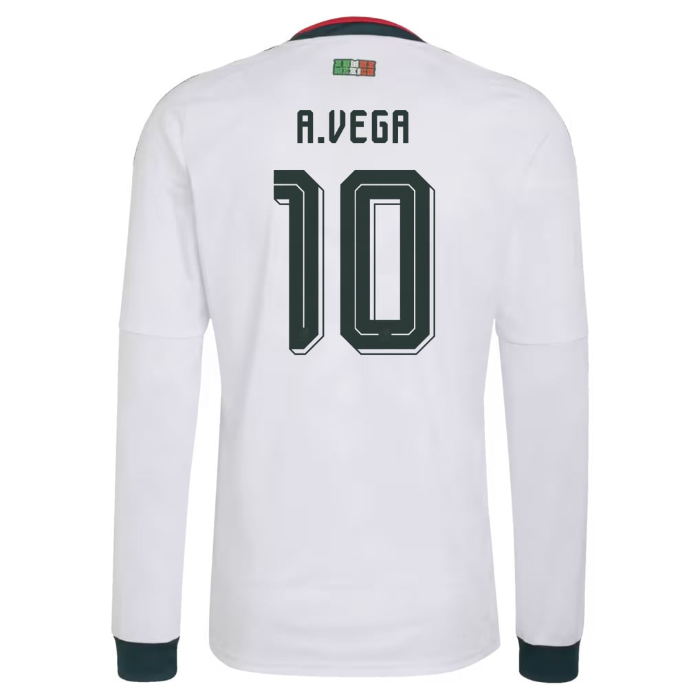 Alexis Vega 10 Mexico National Team 2026 Away Long Sleeve Jersey - White