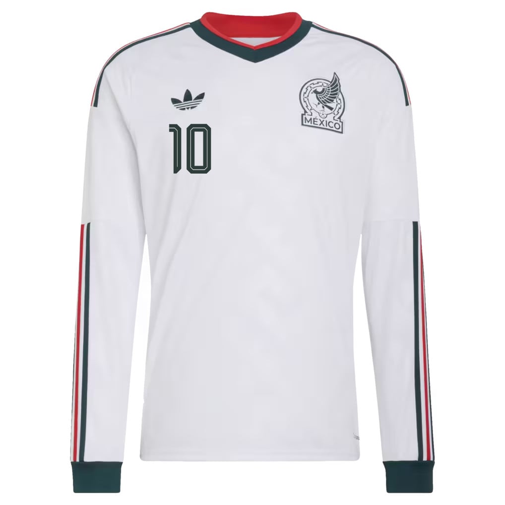 Alexis Vega 10 Mexico National Team 2026 Away Long Sleeve Jersey - White