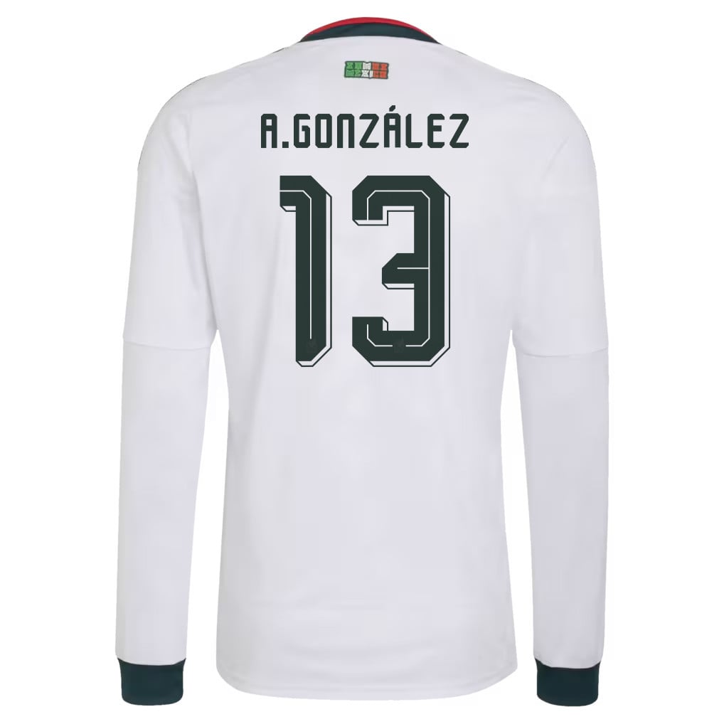 Armando González 13 Mexico National Team 2026 Away Long Sleeve Jersey - White