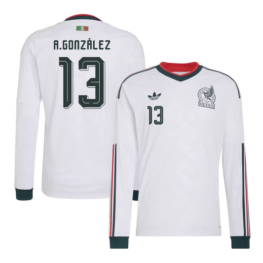 Armando González 13 Mexico National Team 2026 Away Long Sleeve Jersey - White