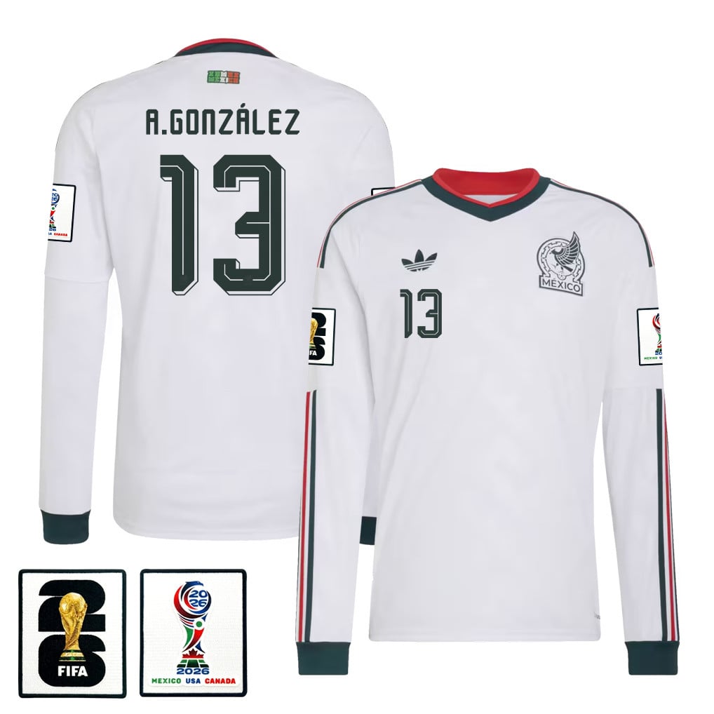 Armando González 13 Mexico National Team 2026 Away Long Sleeve Jersey - White