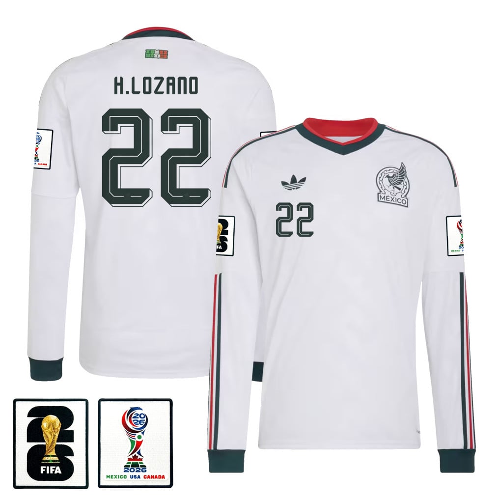 Hirving Lozano 22 Mexico National Team 2026 Away Long Sleeve Jersey - White