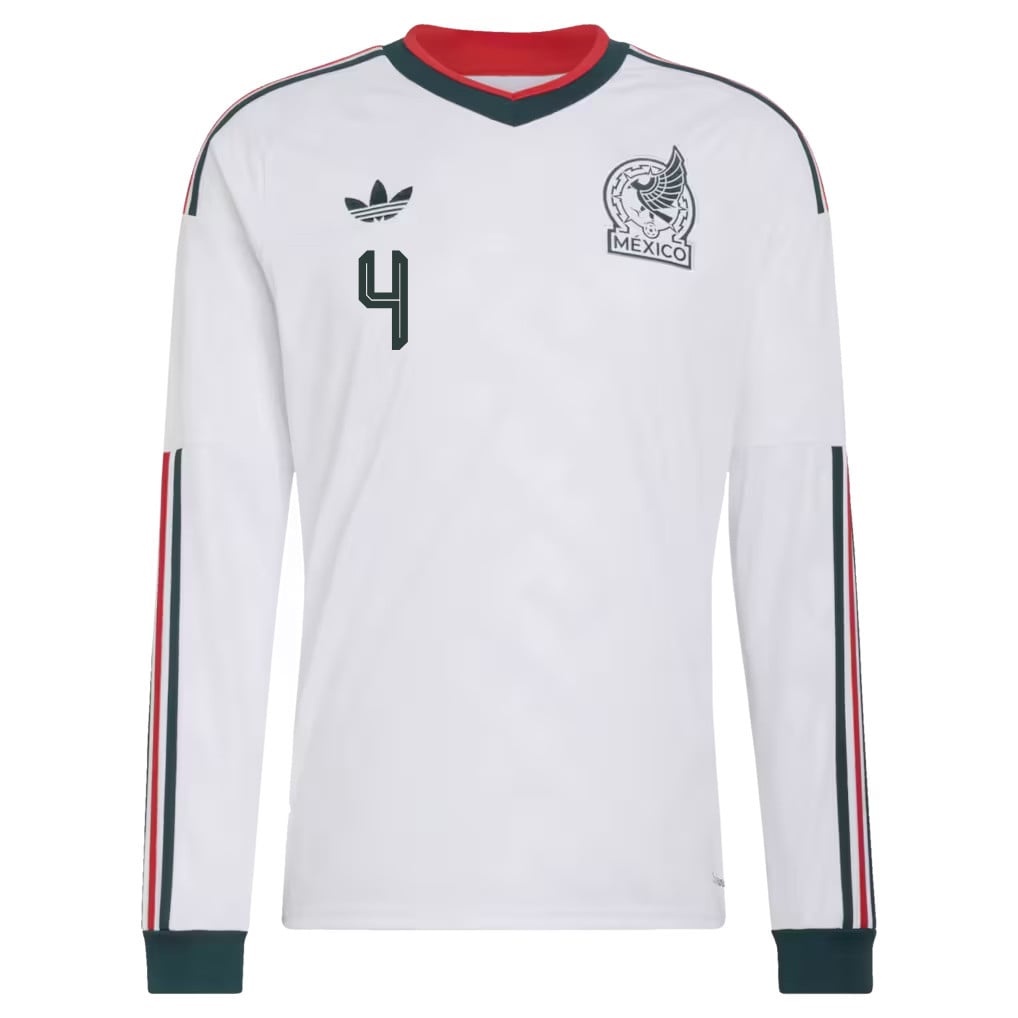 Edson Álvarez 4 Mexico National Team 2026 Away Long Sleeve Jersey - White