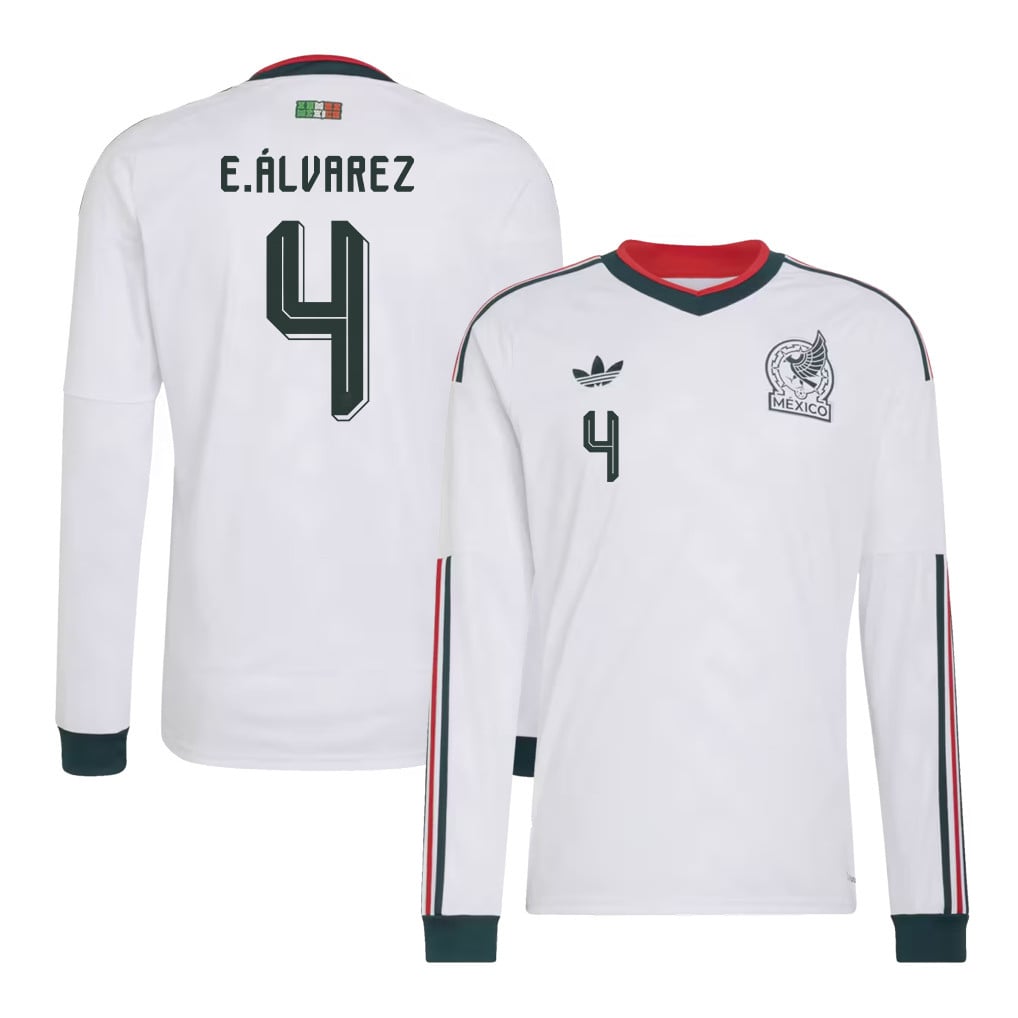 Edson Álvarez 4 Mexico National Team 2026 Away Long Sleeve Jersey - White