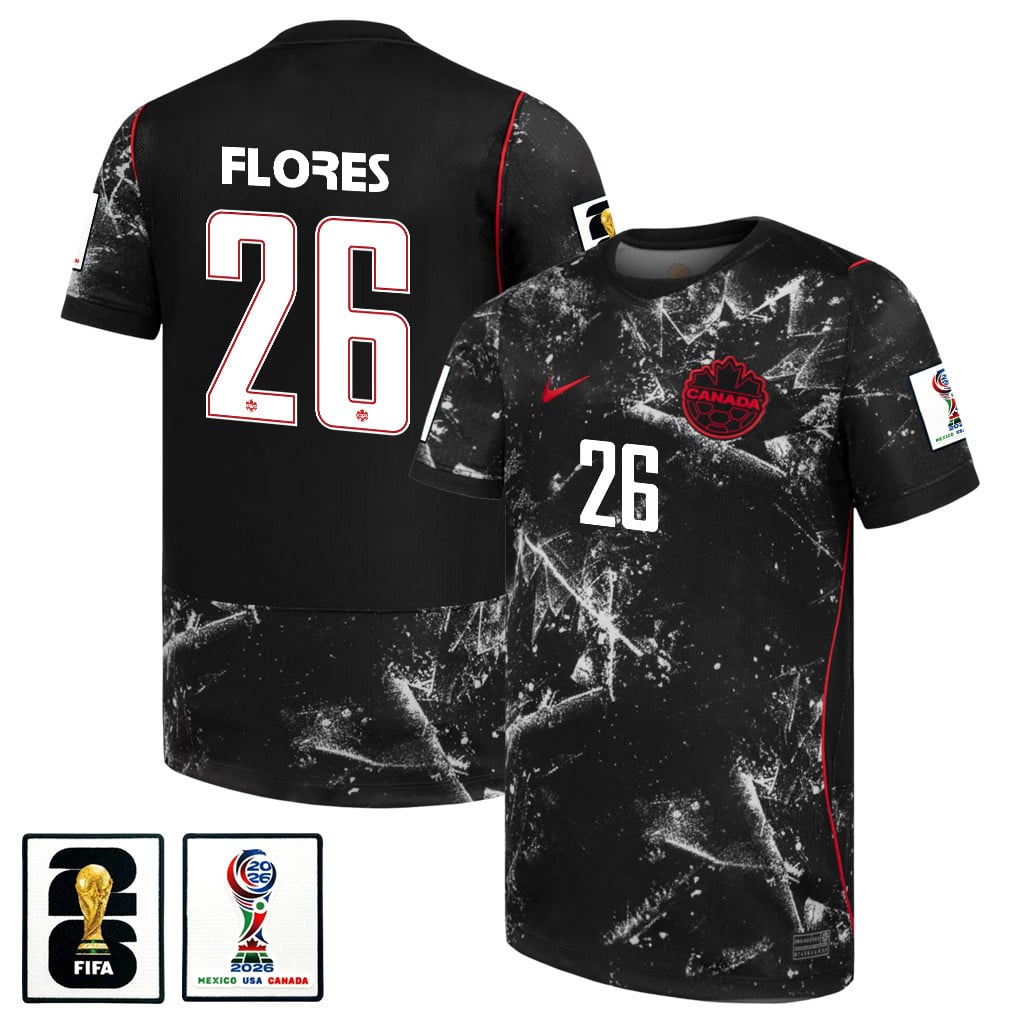 Marcelo Flores 26 Canada National Team 2026 x World Cup Patch Away Jersey - Black, Men