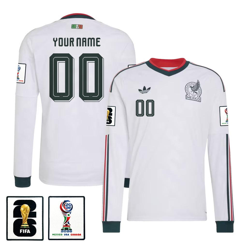 Mexico National Team 2026 Away Long Sleeve Jersey - Personalized - White
